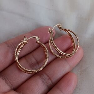 Chic Gold-Tone Double Hoop Earrings